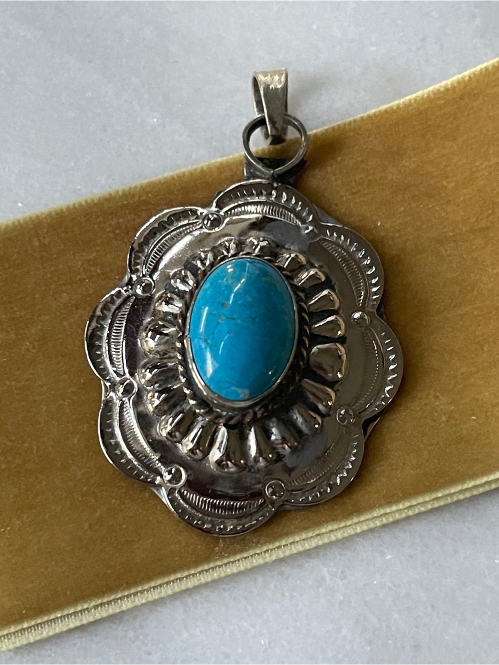 Silver Turquoise Oval Pendant